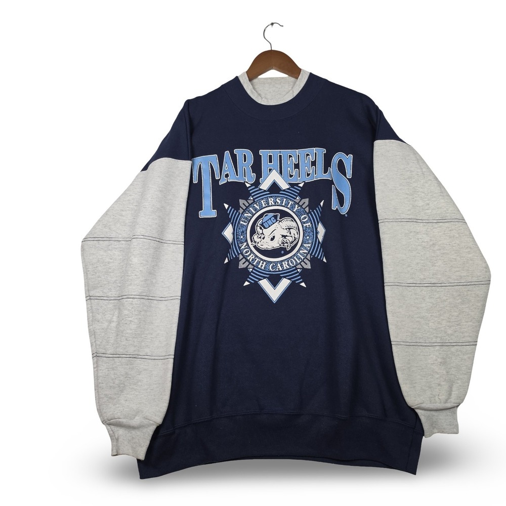 Vintage 90s‎ UNC Tar Heels Rameses Colorblock Sweatshirt Mens XL Dodger Made USA